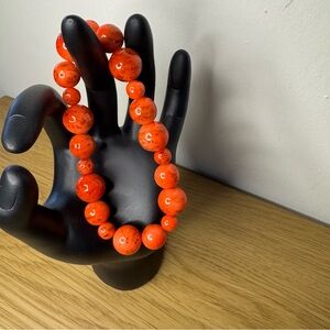 Vintage Elastic Beaded Bracelet Orange